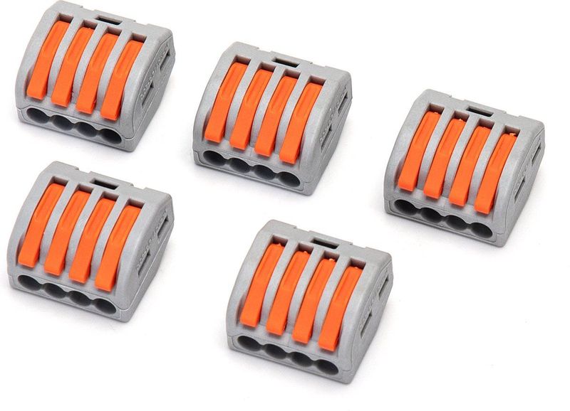 PCT - Lasklem Set - 5 Stuks - 4-voudige Verbindingsklem - IP20 Hersluitbaar