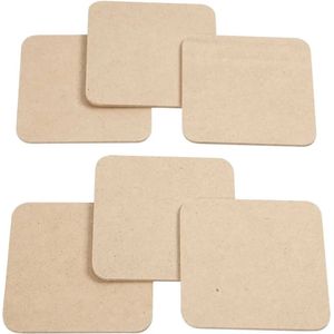 Onderzetters - Vierkant - MDF Hout - Bruin - Afm 10x10cm - Dikte: 3mm - 6 stuks - Incl. Gift