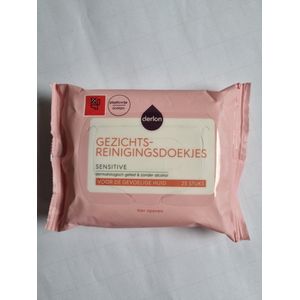 Derlon-gezichtsreinigingsdoekjes, 25 stuks, make up verwijdering, gevoelig huidtype