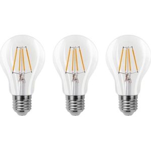 Gloeilamp E27 3-staps-dimbaar 3 stuks | A60 LED 6W=60W halogeen verlichting | helder glas - warmwit filament 2700K