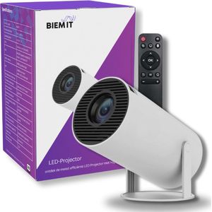 Biem It - Y1 Pro Mini Beamer - Projector - Inclusief HDMI kabel - 4K Support - Wifi 6/BT 5.0 - Geïntegreerd Android 11.0 OS - Draagbare Beamer - Wit