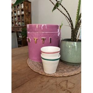 Set van 2 - Cup Pisa green - Kop zonder oor - handgemaakt - duurzaam - Agneta Livijn