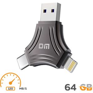 64 GB USB Stick (snel) - 3 in 1 - Flashdrive iphone opslag – Lightning – USB C – USB 3.0 - Mobile - IOS / Apple / Android / Windows