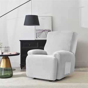 Stoelhoezen met zakken, effen kleur, fluwelen fauteuilhoezen, 4 stuks, polyester spandex meubelbeschermer, antislip hoes voor fauteuil voor woonkamer (lichtgrijs)