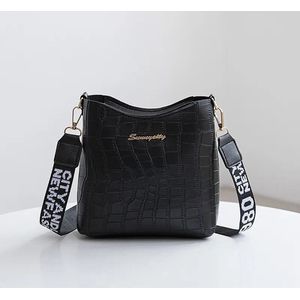 Schoudertas - crossbodytas - dames - handtas - Messenger bag - Croco - Black