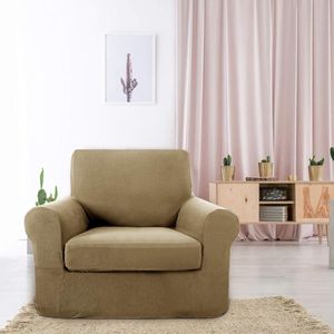 Universele Elastische Bankhoes, Stretch Bankoverstrek met Armleuning, Sofa Cover voor Woonkamer, Fauteuil, 1 zit, 80-120 cm, Taupe