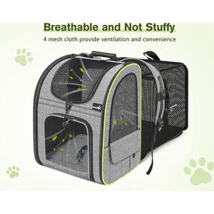 EQUICANI® Hundetasche 55x40x23 cm Flugzeug Faltbare leichte Tragetasche mit Netzstoff, Tragegurt und abnehmbaren Boden für Hund & Katze | Haustier Hundetragetasche für Reisen, Auto, Fliegen (Grau