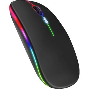 Draadloze Muis - Laptop en Gaming - Bluetooth - RGB LED - Oplaadbaar - Zwart