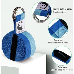 Yogariem van katoen, praktische yogagordel, yoga-accessoire voor rekken en fitness, yogaband met schuifgesp van metaal, geschikt voor beginners en gevorderden, meerdere kleuren (180/250 cm