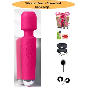 Bondageset-6-Vibrator-vibrator voor vrouwen-seks toys voor koppels-wandvibrator-Roze-Lippenstift-Kado