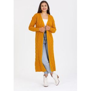 Gebreide Vest voor dames lang | Geel Damesvest