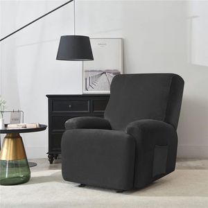 Stoelhoezen met zakken, effen kleur, fluwelen fauteuilhoezen, polyester spandex meubelbeschermer, antislip hoes voor fauteuil voor woonkamer (zwart)