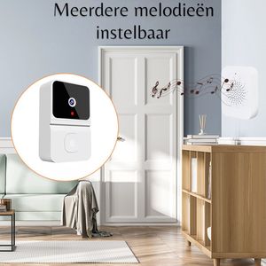 Slimme WiFi Deurbel Camera | Wit | 2,4Ghz | 1280P | 2-Weg Audio | Op afstand te bedienen | Montage door Schroeven of met Dubbelzijdig Tape