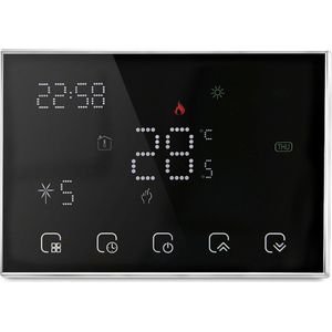 Slimme Thermostaat met Touchscreen | Batterijen of USB-C voeding | Draadloos + RF Ontvanger | Opbouw of Los Staand | C.V. Installatie | Boiler | Infrarood & Elektrische vloerverwarming | Zwart