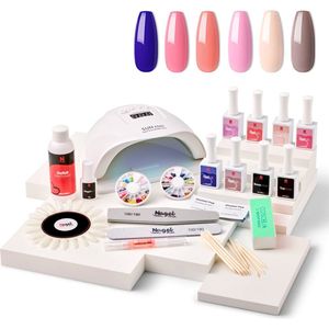 Nagelstad - Premium XL - Gelnagels Starterset - Inclusief 80W UV/LED Lamp - 6 Kleuren Gellak (15ml)