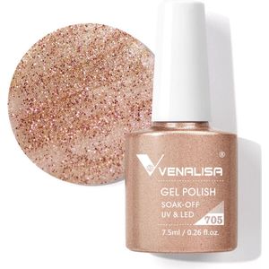 Venalisa UV Gellak Brown Sparkle - 7.5 ml - Bruine Gellak - Gellak Glitter - Gellak Bruin - Glitter Gellak - Gellac Bruin - Gellak Kleuren - Venalisa Gellak - Gellak Nagellak