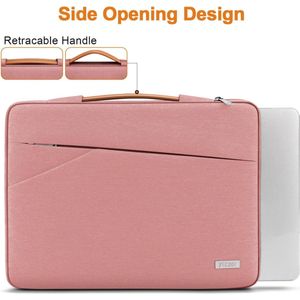 Laptoptas, hoes van 13,3 inch met handvat,, stootvaste draagtas, waterdichte hoes, roze