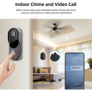 Video deurbel met camera en wifi - Draadloos, beveiliging Video Intercom Draadloze, inclusief twee batterijen