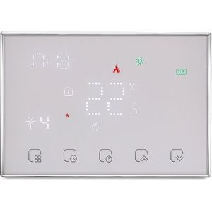 Slimme Thermostaat met Touchscreen | Batterijen of USB-C voeding | Draadloos + RF Ontvanger | Opbouw of Los Staand | C.V. Installatie | Boiler | Infrarood & Elektrische vloerverwarming | Wit