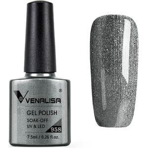 Venalisa UV Gellak Zilver - 7.5 ml - Donker Zilveren Gellak - Gellak Zilver - Gellak Zilver Glitter - Gellak Silver - Gellak Kleuren - Venalisa Gellak - Gellak Nagellak