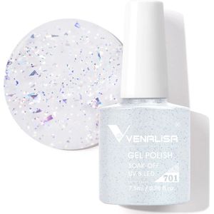 Venalisa UV Gellak White Sparkle - 7.5 ml - Witte Gellak - Gellak Glitter - Gellak Wit - Glitter Gellak - Gellac Wit - Gellak Kleuren - Venalisa Gellak - Gellak Nagellak
