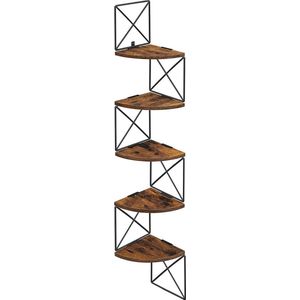 Hoekkast - Ophang kast - Met 5 niveaus - Voor aan de muur - Bruin