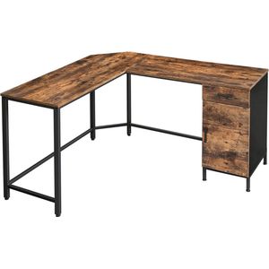 Bureau - Hoekbureau - Met zijkast - Metalen frame - Bruin