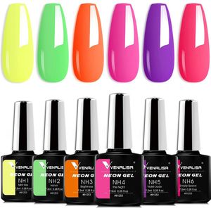 Venalisa Neon UV Gellak Set - 45 ml (6x 7.5 ml) - Gellak Neon - Gellac Neon - Gellak Fluo - Gellak Fluoriserend - Gellak Felle Kleuren - Gellak Regenboog - Gellak Kleuren - Venalisa Gellak - Gellak Nagellak