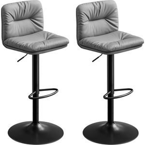 Barkrukken - Hoge stoelen - Set van 2 - Gewatteerde zitting - Draaibaar - Zwart grijs