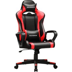 Gamingstoel -Bureaustoel - Met Rugkussen en hoofdsteun - Zwart rood
