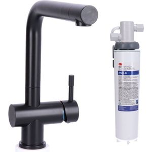 Keukenkraan Black massief RVS inclusief 3M Waterfilter
