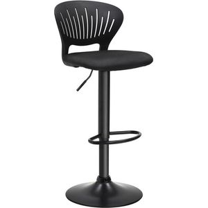 Barstoel - Barstoel met kroonvormige rugleuning - Koninklijke stijl rugleuningstoel - Luxe troonstoel - Elegante zitting met kroonaccenten - Polypropyleen - Zwart - 40 x 42 x 85-107 cm (L x B x H)