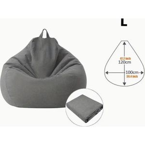 Zitzak, Bean Bag, XL-zitzak, Fatboy, zacht, behaaglijk, zitzak stoelovertrek voor volwassenen (zonder vulling), wasbaar, Loungestoel/Sofa/Beanbag HOES voor Volwassenen en kinderen - ZONDER Vulling - 75*90MC - L/XL donkergrijs/darkgrey