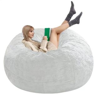 Zitzak, Bean Bag, XL-zitzak, Fatboy, zacht, behaaglijk, zitzak stoelovertrek voor volwassenen (zonder vulling), wasbaar, 130 x 61 cm, wit