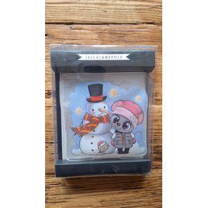 merkloze handwarmer - herbruikbaar - kerst sneeuwpop met muisje