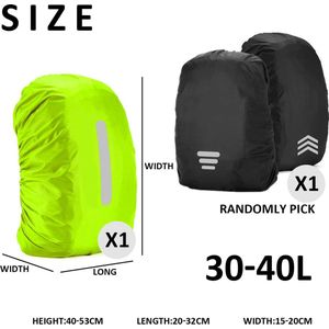 2 rugzakhoezen met verstelbare gespen (30-40 l), elastische regenhoes met reflecterende strepen, regenbescherming voor schooltassen, geschikt voor outdoor, kamperen, wandelen