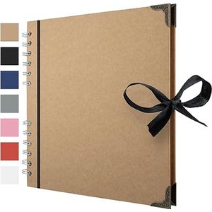 Plakboek fotoalbums 60 pagina's (21 x 21 cm) bruin dik kraftpapier schroot boek ideaal voor je scrapbooking albums kunst en ambachtelijke projecten