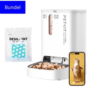 Petkit YumShare Dual-hopper - Fresh-Lock combo bundel met vochtabsorberende silica korrels - Ingebouwde camera