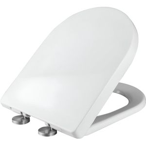 WC-deksel met zachte sluiting in D-vorm met snelle ontgrendeling voor eenvoudige reiniging, wit