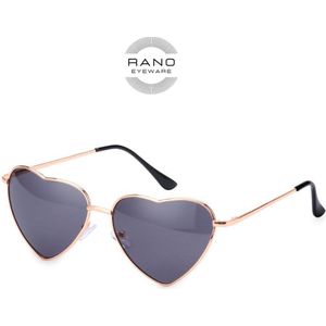 RANO - Hartjes zonnebril - Metalen Frame - Zwart - festival bril / hippie bril / techno bril / Rave bril / hart bril / bril hartvorm / hartenbril / hartjes bril / carnaval bril / accessoires / feest bril / gekke bril / verkleed bril