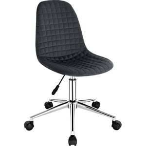 Werkkruk Marcin - Donkergrijs - Voor volwassenen - Op wieltjes - Velvet - Ergonomische bureaustoel - In hoogte verstelbaar
