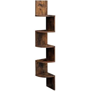 Boekenkast - Hoekkast - Boekenplank - 5 planken - ophangbaar - Bruin