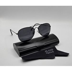 Unisex zonnebril gepolariseerd / pilotenbril / bril met harde brillenkoker en doekje - UV400 cat 3 - bril met brillenkoker / grijze lenzen - PZ2421 Geweldig cadeau / Aland optiek