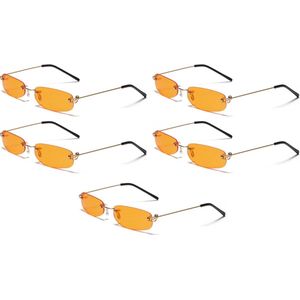 Combi: 5x Oranje Zonnebril - Smalle glazen -bril / verkleed / koningsdag / kleding / accessoires / artikelen / heren / vrouwen / festival / hippie / techno / Rave / nederlands elftal / EK