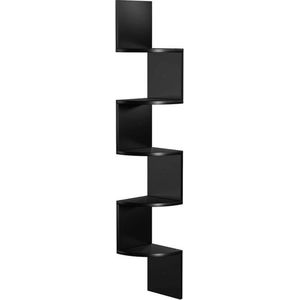 Boekenkast - Hoekkast - Boekenplank - 5 planken - ophangbaar - Zwart