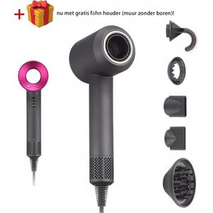 SenCiciMen® Supersonische ionische föhn MET 5 opzetstukken en Diffuser | Super föhn | GRATIS muur houder | SUPER STIL | snel droog | haardroger, haar föhn | hoge kwaliteits föhn| met Diffuser (Krullen Haar) | AirAmplifier - Fuchsia
