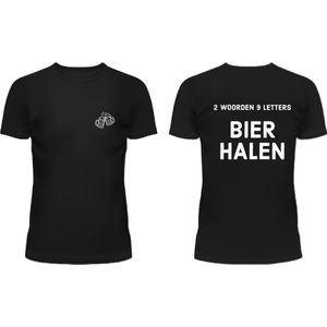 2 Woorden 9 Letters BIER HALEN - T-shirt blauw S