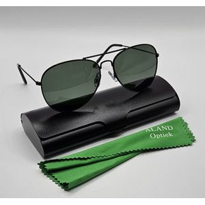 Unisex zonnebril gepolariseerd / pilotenbril / bril met harde brillenkoker en doekje - UV400 cat 3 - bril met brillenkoker / groene lenzen - PZ2421 Geweldig cadeau / Aland optiek