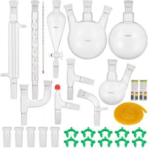 24/40 Gewrichten Organische Chemie Lab Glaswerk Kit 29PCS Stoomdestillatie Duurzaam Veilig