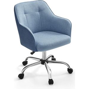 Bureaustoel - Computerstoel - Gewatteerde zitting - Met wielen - Blauw